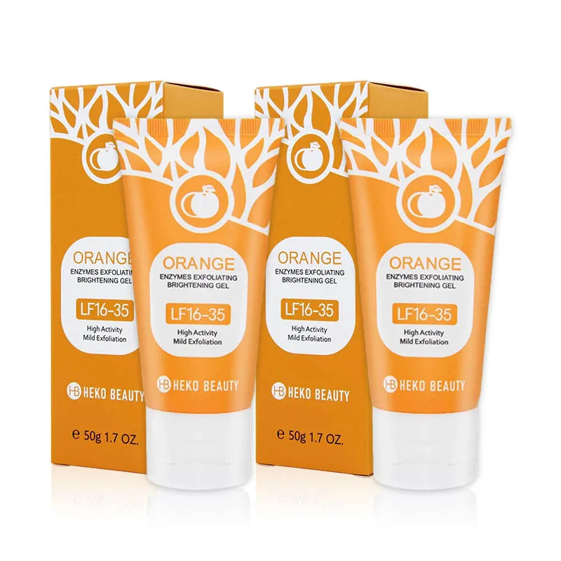 Orange Enzymes Exfoliating Gel Brightening Deep Cleansing Face Scrub Gentle Mud Peel Smoothing Skin Refine Pores Moisturize Care Peaceful Pleasures Health and Wellness 2PCS
