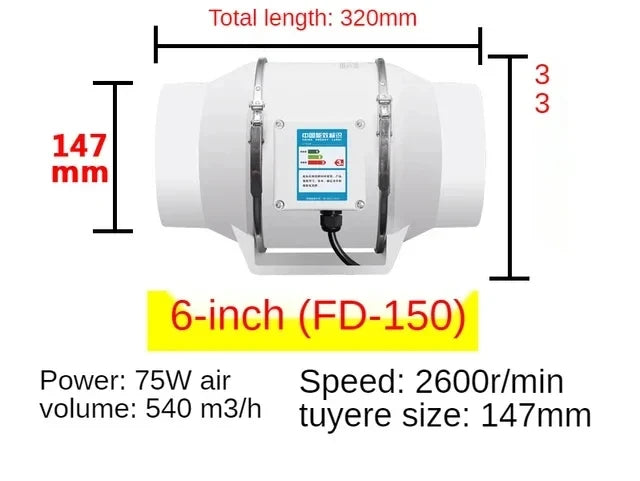 Duct Round 4/6Inch Exhaust Ventilation Fan Kitchen Household Extractor Fan Bathroom Exhaust Fans Peaceful Pleasures Health and Wellness 6inch EU