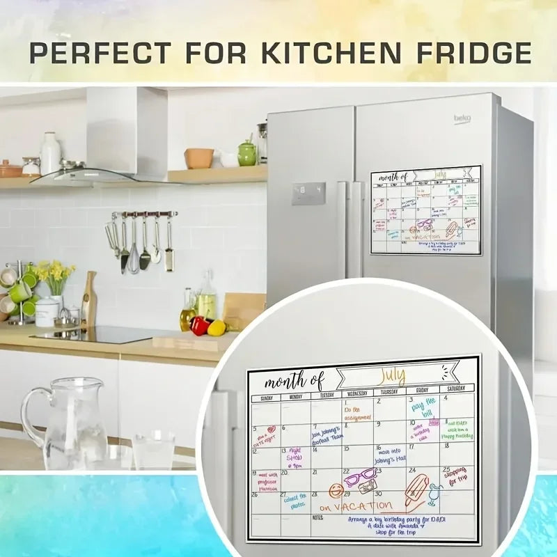 Magnetic Dry Erase Fridge Calendar Monthly Planner Whiteboard