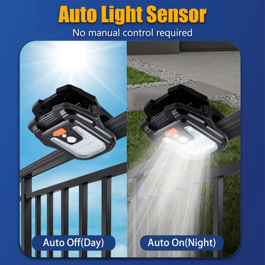 19 LED Solar Outdoor Clip Light – Motion Sensor, IP65, Dual Charge