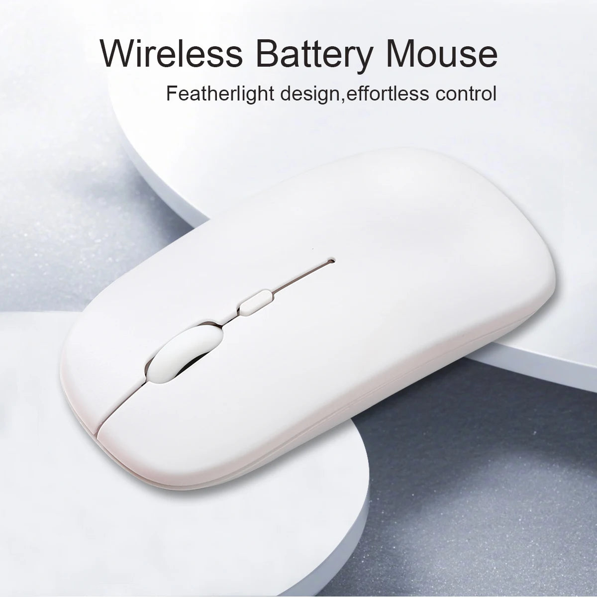 Wireless Bluetooth-compatible Mouse For iPad Samsung Huawei Android Windows Tablet Battery Mouse For Laptop Notebook Computer Peaceful Pleasures Health and Wellness Matte-White