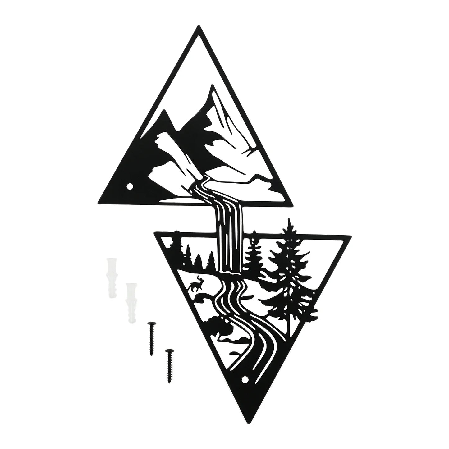 Mountain & Waterfall Metal Wall Art | Modern Nature Décor