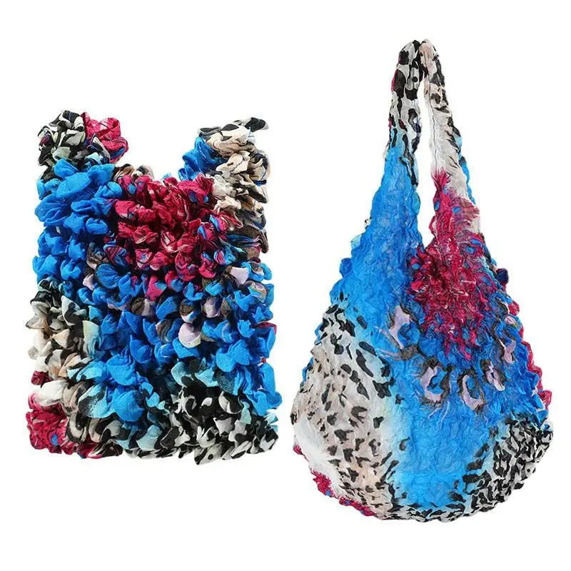 Pleated Foldable Shopping Bag – Large Capacity Stretch Handbag