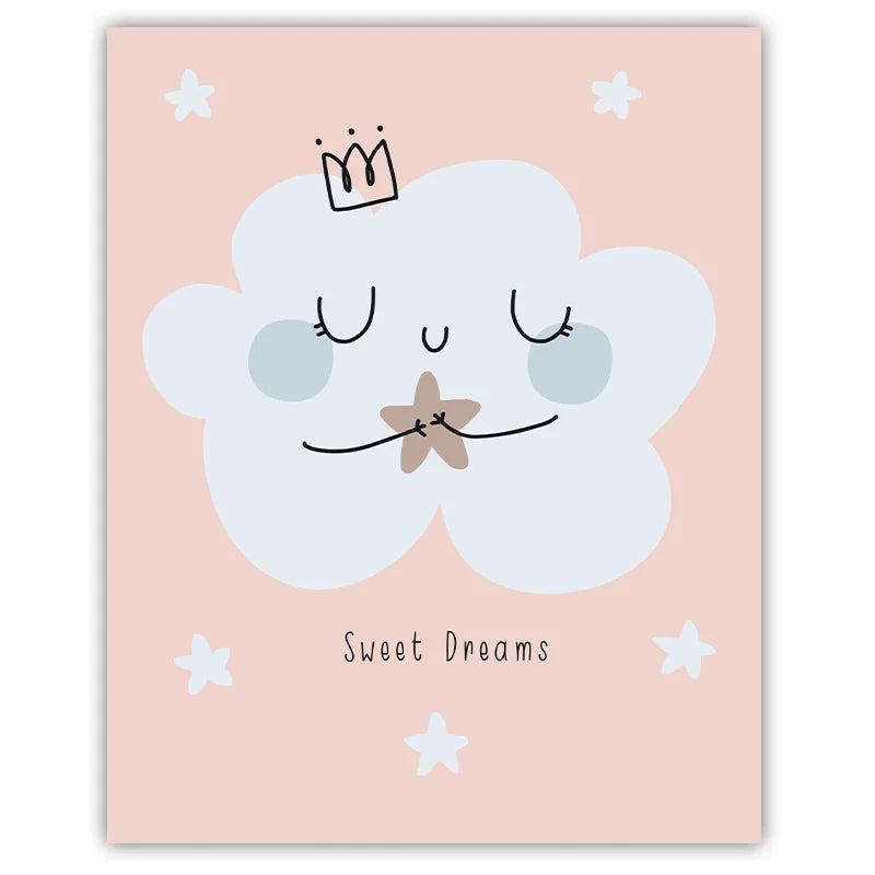 Nursery Quotes Wall Art, Rainbow Moon Cloud Canvas Painting, Nordic Posters Prints for Baby Boy Girl Kids Bedroom Decor Peaceful Pleasures Health and Wellness 06 20x25cm No Frame China Mainland