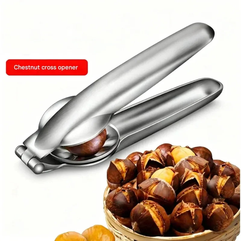 Stainless Steel Bottle Opener and Cutter for Home Use, Chestnut Tool, Kitchen Gadget, High Quality, 2 in 1 Peaceful Pleasures Health and Wellness