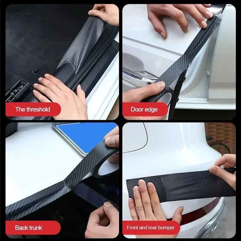 3D Carbon Fiber Sticker Paste Car Threshold Protective Film Anti Scratch Waterproof Matte Black Nano Sticker for Car Body Peaceful Pleasures Health and Wellness