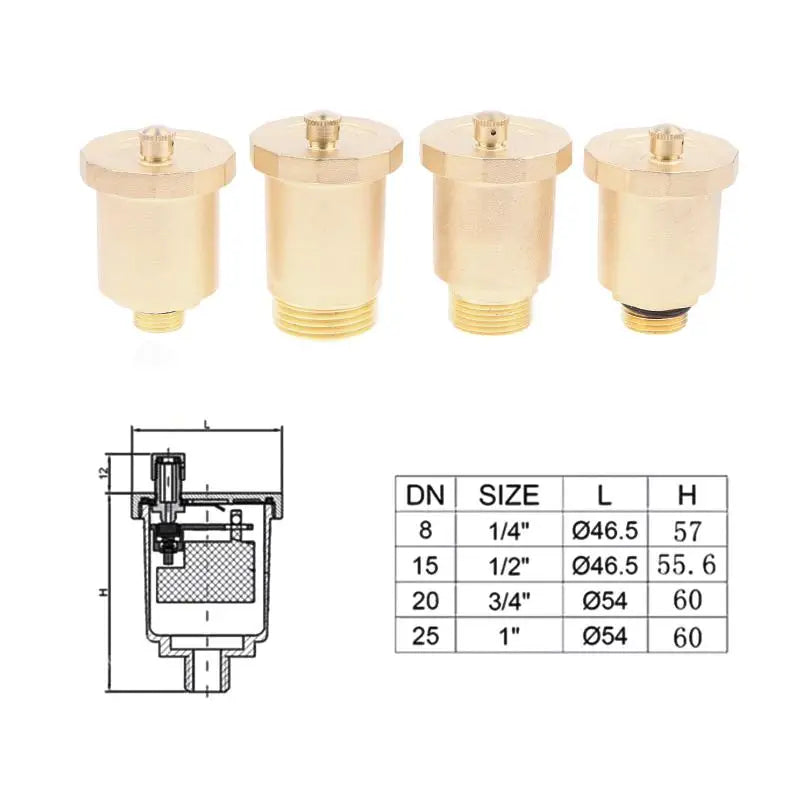 New DN10/DN15/DN20/DN25 Brass Material Automatic Exhaust Release Valve Standard Male Thread Pressure Release Air Vent Valve Peaceful Pleasures Health and Wellness