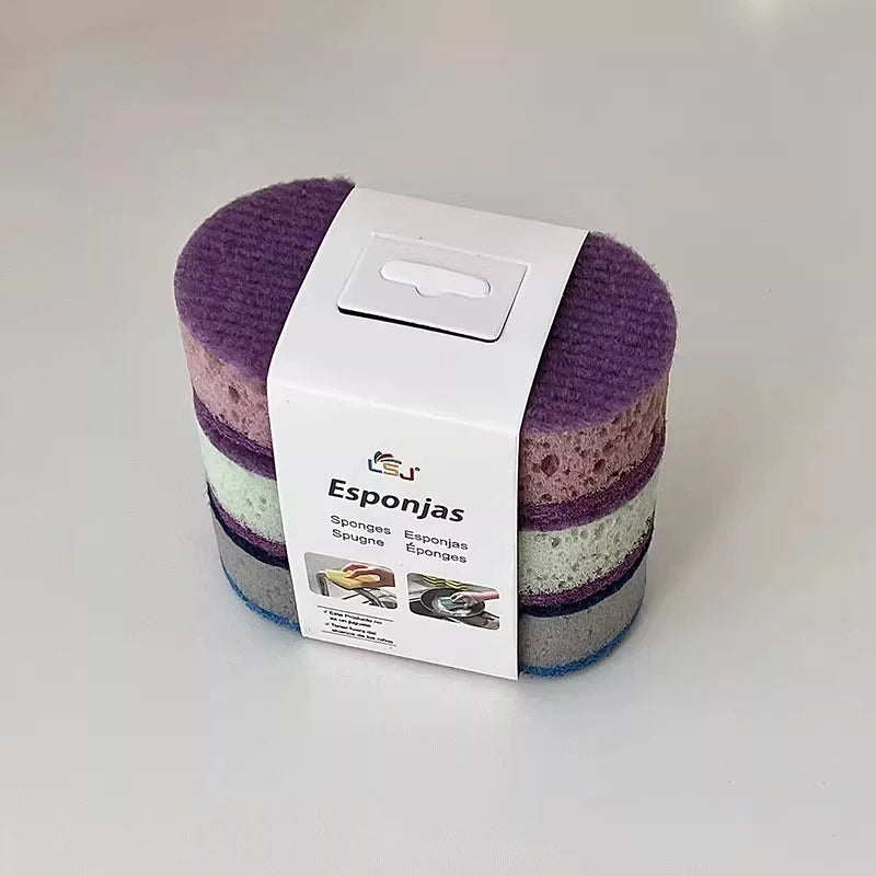 Double-Sided Kitchen Sponge Scrubbers – 3-Pack Dish Cleaning Pads