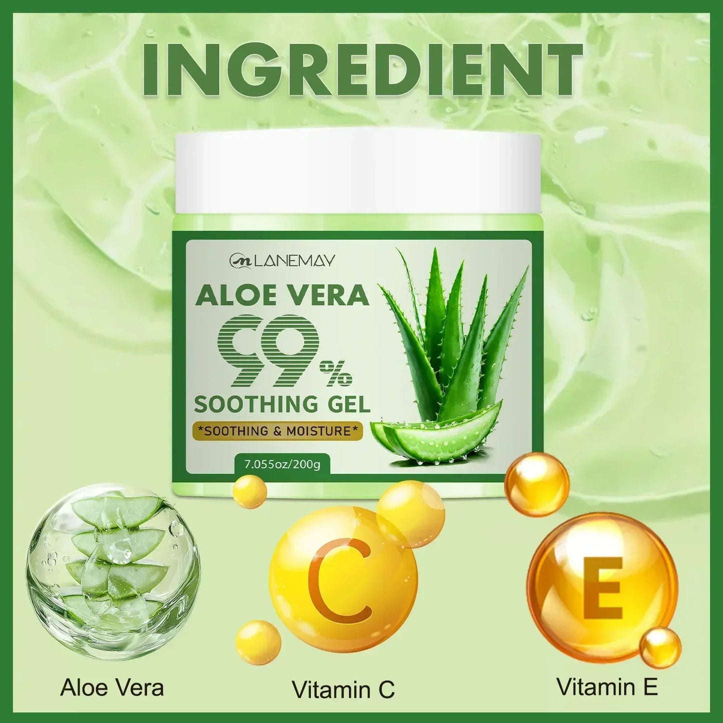 Lanemay 99% Aloe Vera Soothing Gel for Sensitive Skin