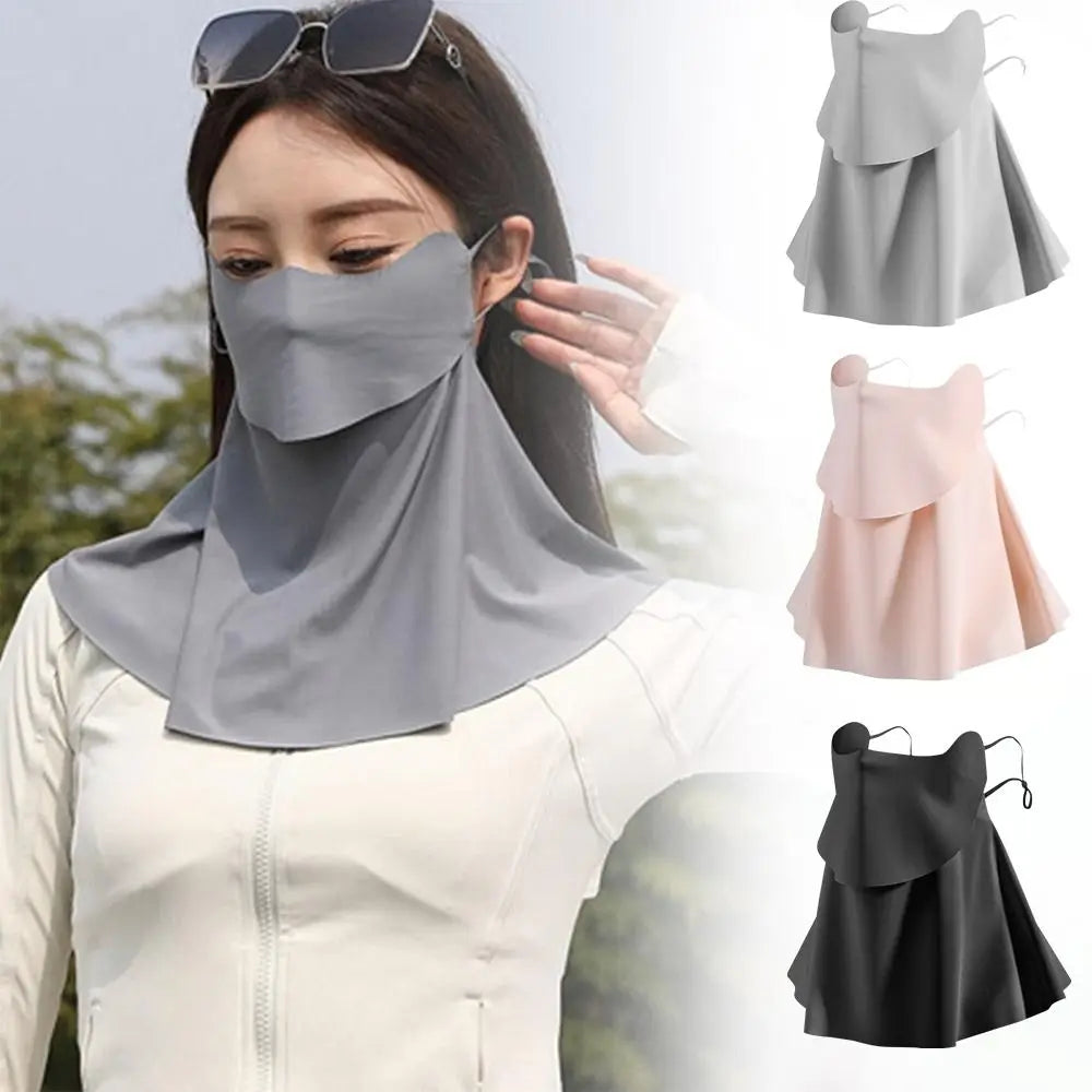 UPF 50+ Ice Silk UV Face Mask – Breathable 360° Sun Cover