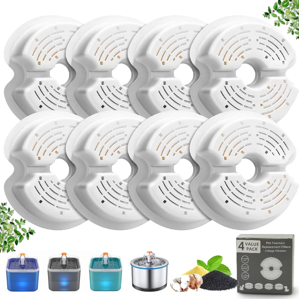 Dog Cat Water Fountain Filter Replacement Kit Pet Drinking Fountain Filters 3 Triple Filtration System Replacement Filters Peaceful Pleasures Health and Wellness