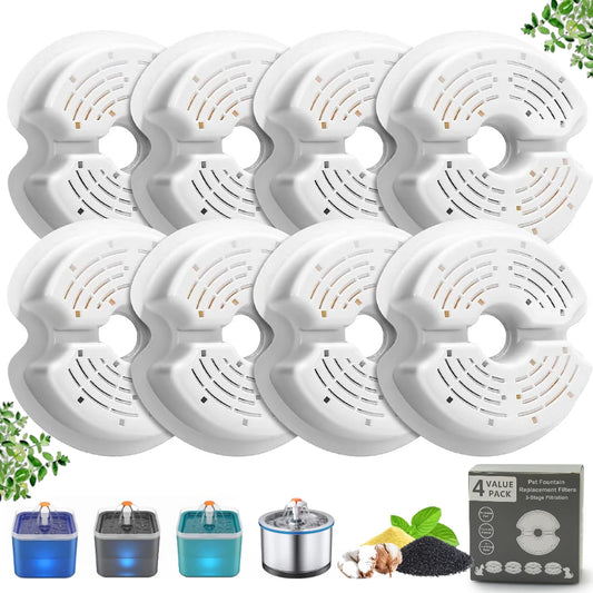Dog Cat Water Fountain Filter Replacement Kit Pet Drinking Fountain Filters 3 Triple Filtration System Replacement Filters Peaceful Pleasures Health and Wellness