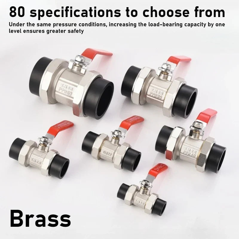 Brass High-Pressure PE Double Head Ball Valve 4-Point Switch