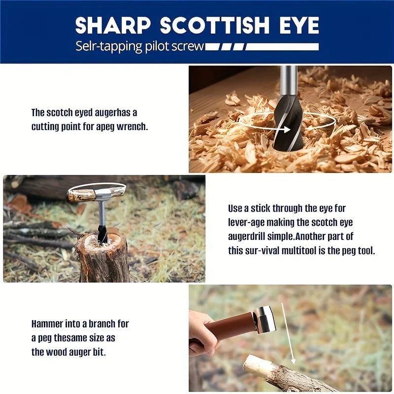 Survival Tools Bushcraft Hand Auger Scotch Eye Large Wood Pegs Drill