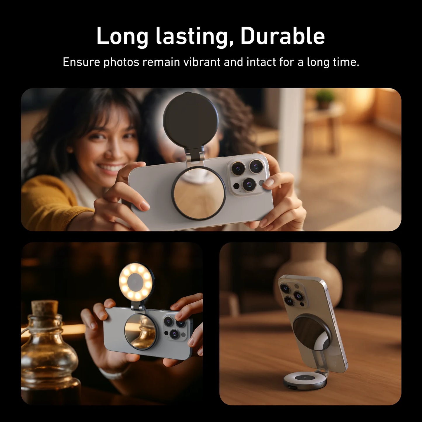 TELESIN Smartphone Magnetic Fill Light Mini Selfie Ring Fill Light 3 Modes Mirror Light for Iphone XIAOMI HUAWEI SAMSUNG Phone Peaceful Pleasures Health and Wellness