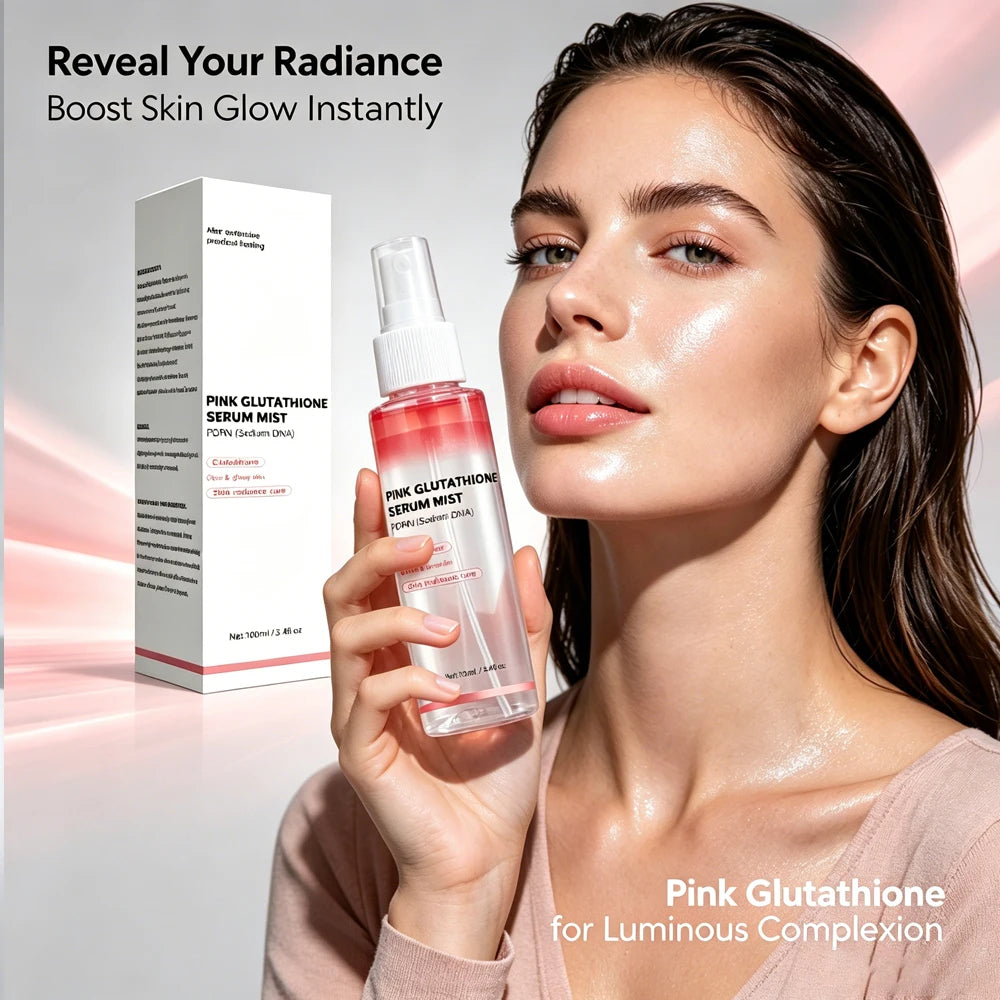 Pink Glutathione Serum Spray, Glow Serum Mist for Moisturizer, Soothing and Firming, Uneven skin tone,Salmon PDRN & Niacinamide Peaceful Pleasures Health and Wellness