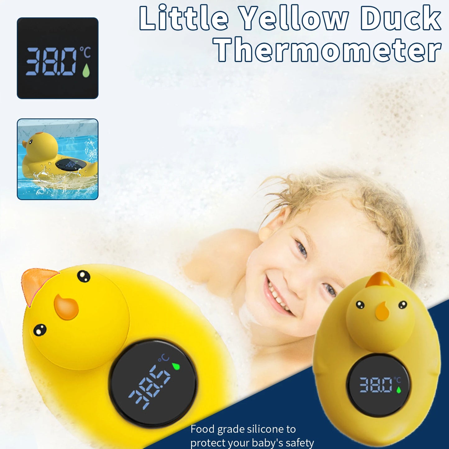 1PC Thermometer Little Yellow Duck Baby Bathtub Shower Water Thermometer Baby Safe Temperature Sensor Floating Waterproof Baby Peaceful Pleasures Health and Wellness