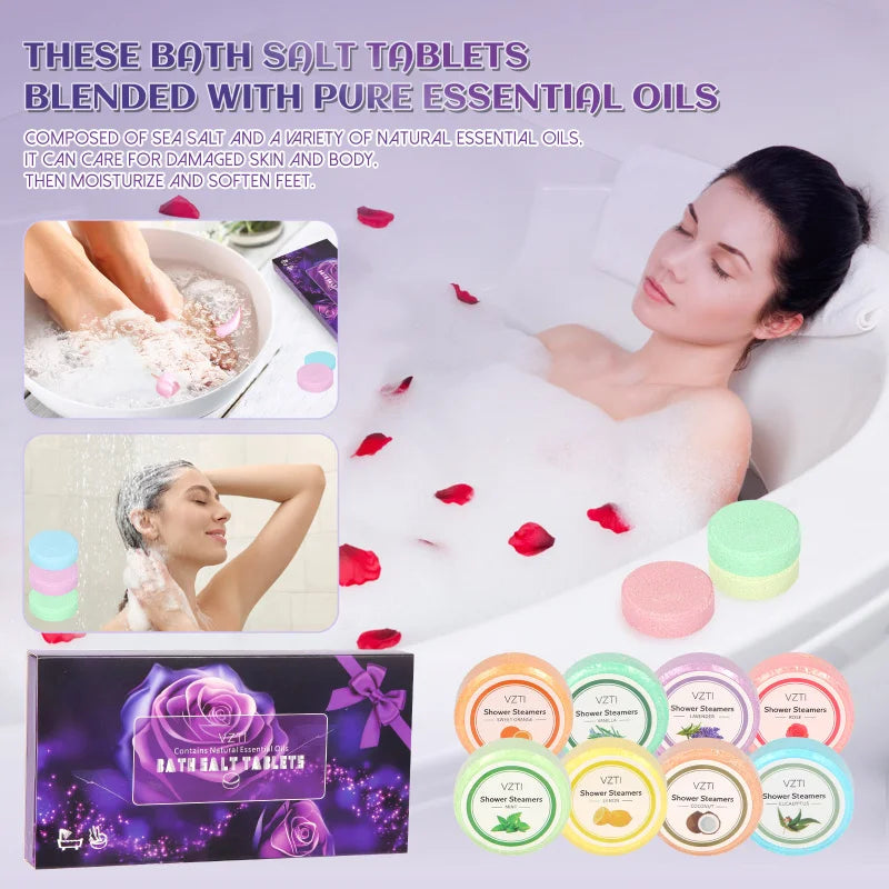 30g * 8 aromatherapy essential oil bath salt tablets shower tablets soaking tablets foot bath tablets gifts for women and family Peaceful Pleasures Health and Wellness