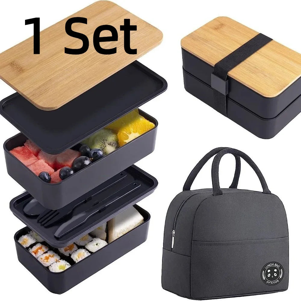 Stackable Bento Box with Utensils – 1200ml Meal Prep Lunch Box