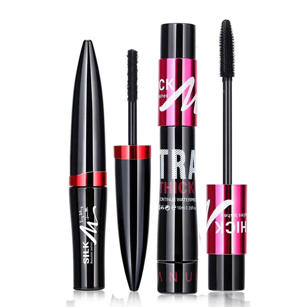 2 in 1 Waterproof Mascara 4d Silk Grafted Fiber Eyelash Lengthening Dense And Long Lasting No Halo Dye Long Beauty Makeup Set Peaceful Pleasures Health and Wellness