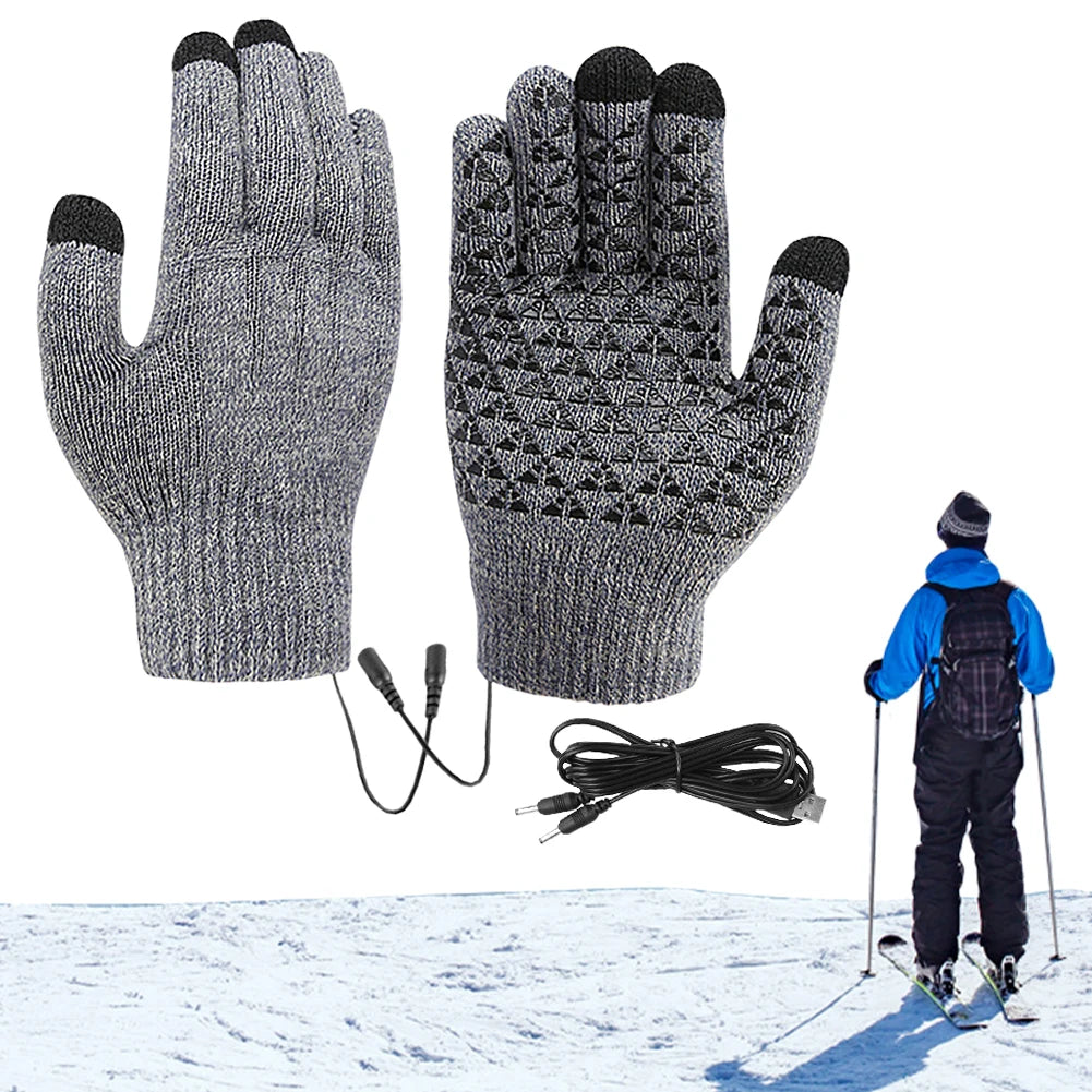 USB Heated Knitted Gloves | Touchscreen Non-Slip Winter Mitts