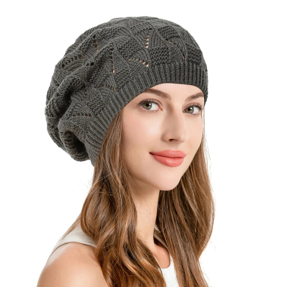 Women's Knit Beret Hat – French Artist Beanie, All Seasons