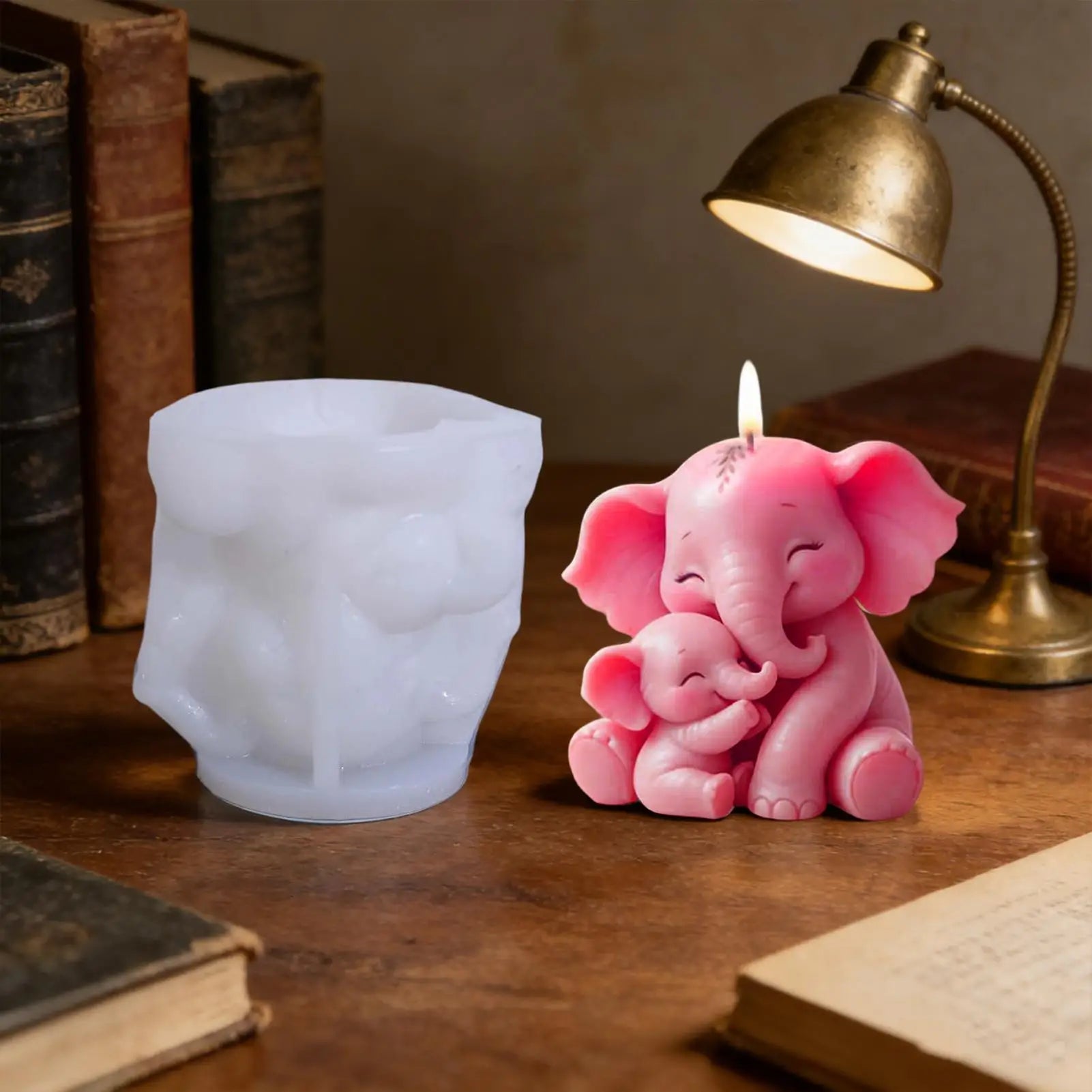 Elepahant Silicone Candle Mold 3D Cute Silicone Mom And Kid Home Decor Animal Casting Mold For Thanksgiving Holiday Birthday Peaceful Pleasures Health and Wellness