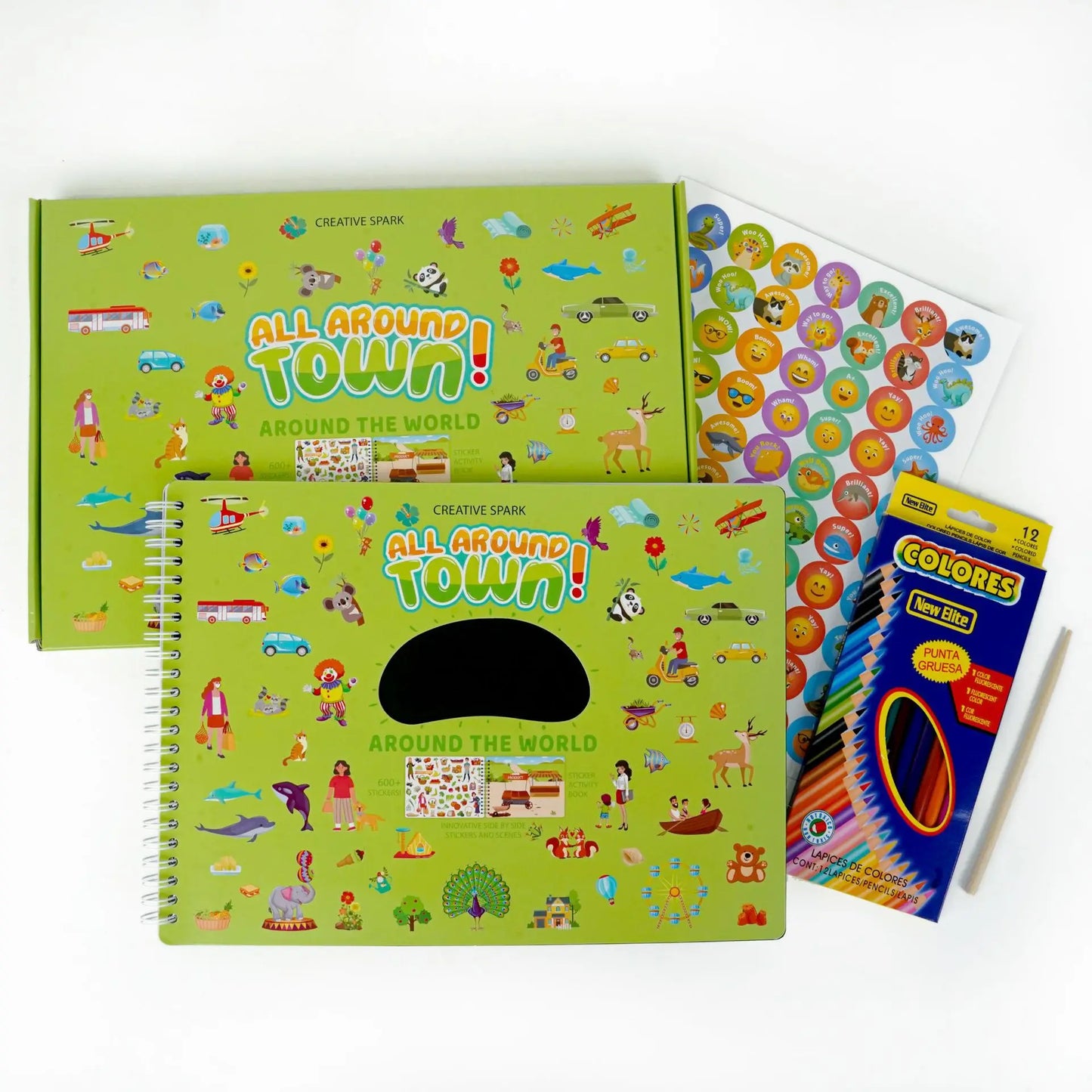 Reusable Sticker Book Kids DIY Coloring City Map Stickers Fun Early