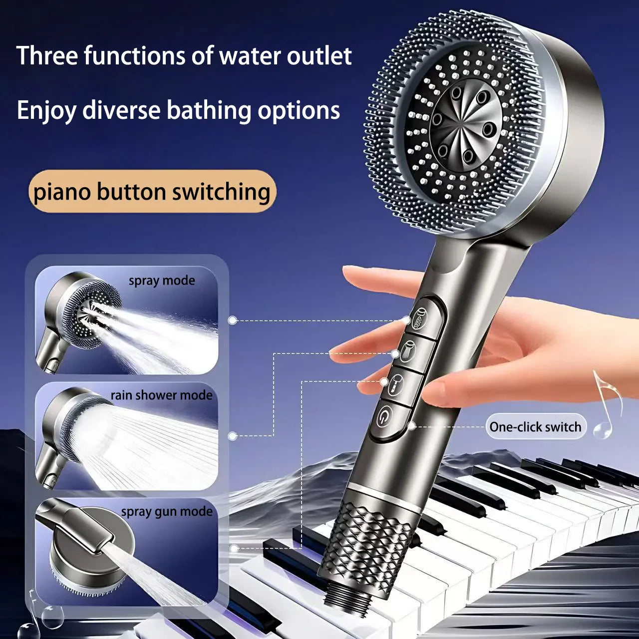 4-Speed Handheld Shower Head & Bracket Set | Rainfall Boost