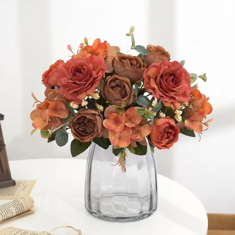 Retro Hydrangea Core Fake Peony Bouquet Simulation Wholesale Wedding Staircase Decorative Artificial Flowers Silk Flowers Peaceful Pleasures Health and Wellness