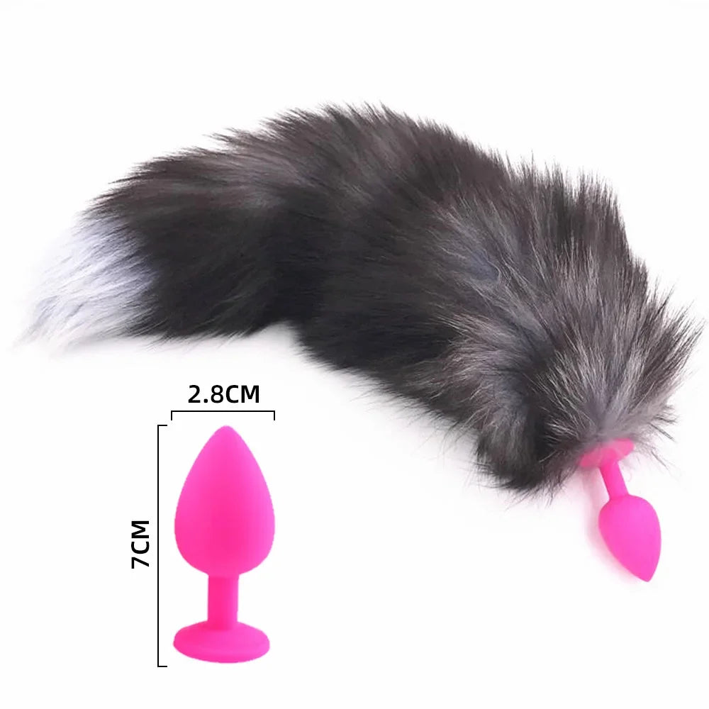 Sex Toy Anal Plug Anal Toys Long Fox Tail Erotic Anus Toy Ass Stuff With Silicone Inserted Behind The Anus Sexy Toys For Woman Peaceful Pleasures Health and Wellness A-C501-pink