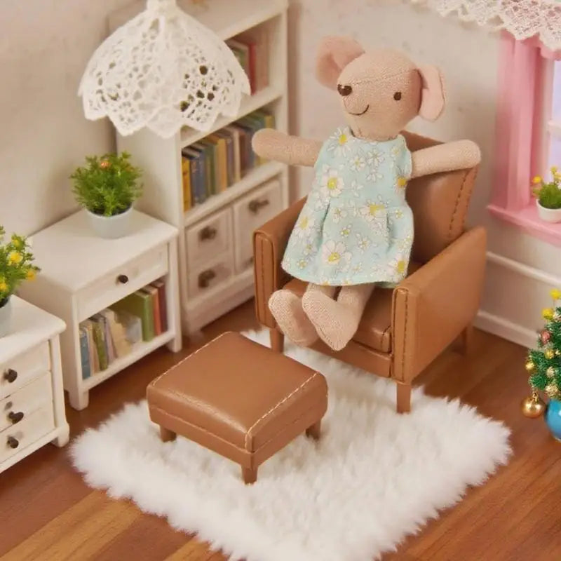 3PCS Dollhouse Miniature Plush Carpet Set – Small Floor Mat Rug