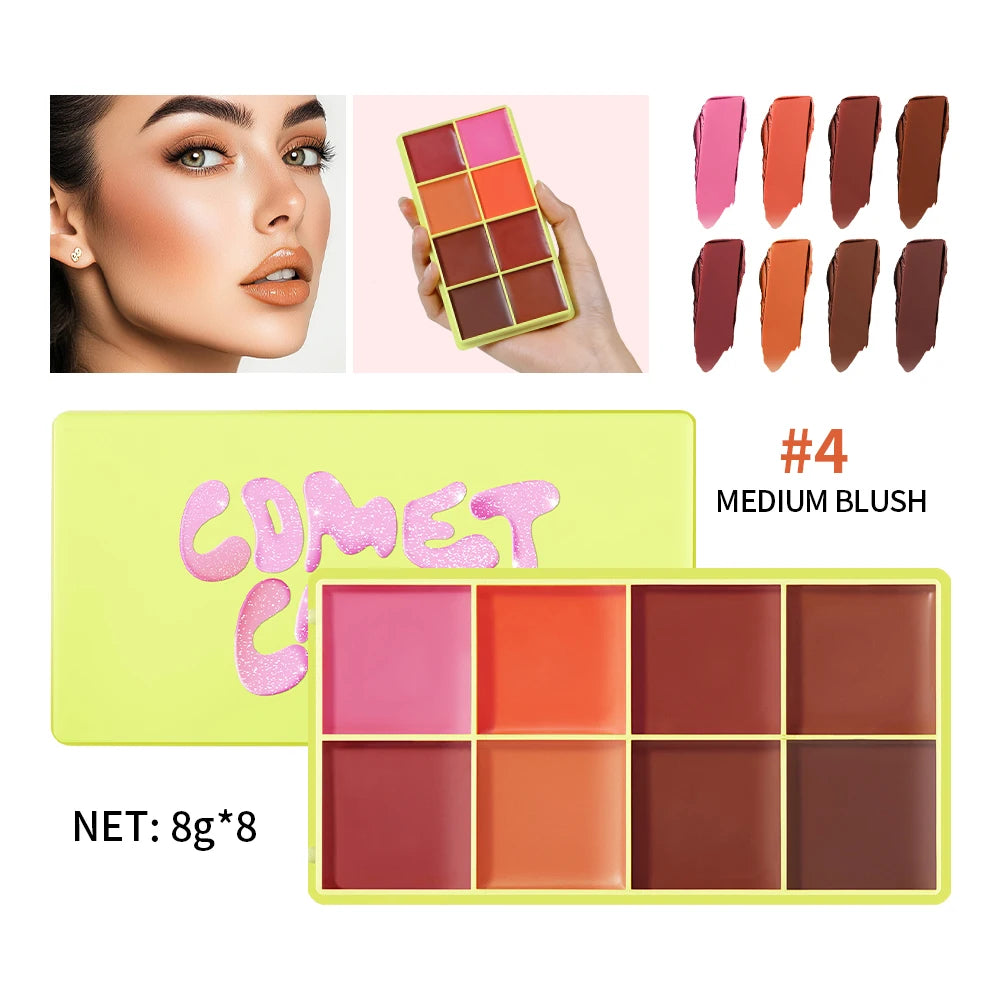 Multi Cream Eyebrow Blush Highlighter Palette Long Wearing Eyeshadow Palette Matte Shimmer Finish With Free Brush & Powder Puff Peaceful Pleasures Health and Wellness