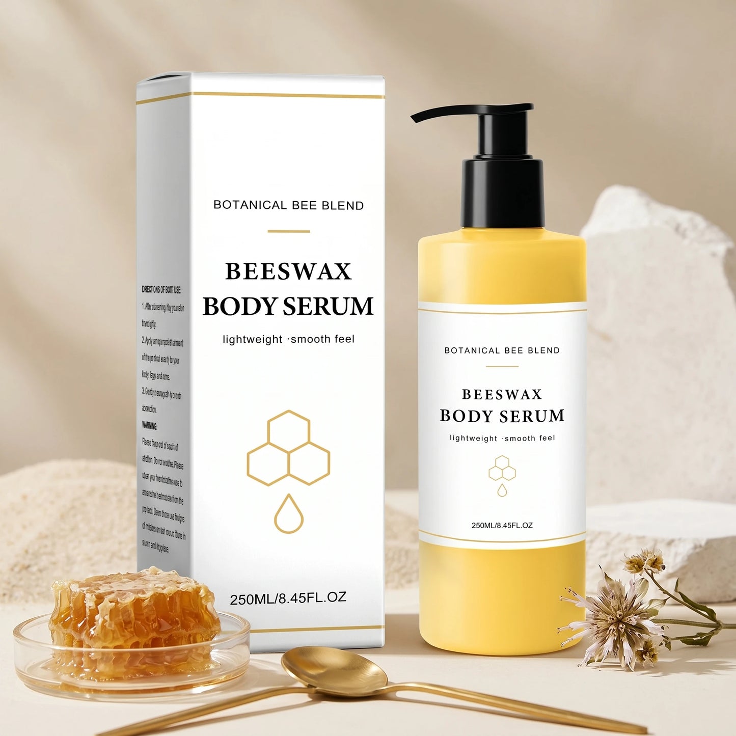 Beeswax Body Serum 250ml for Dry Skin, Nourishing Smooth Body Cream Firming Lifitng Skin Hydrating Serum Moisturizer Body Care Peaceful Pleasures Health and Wellness