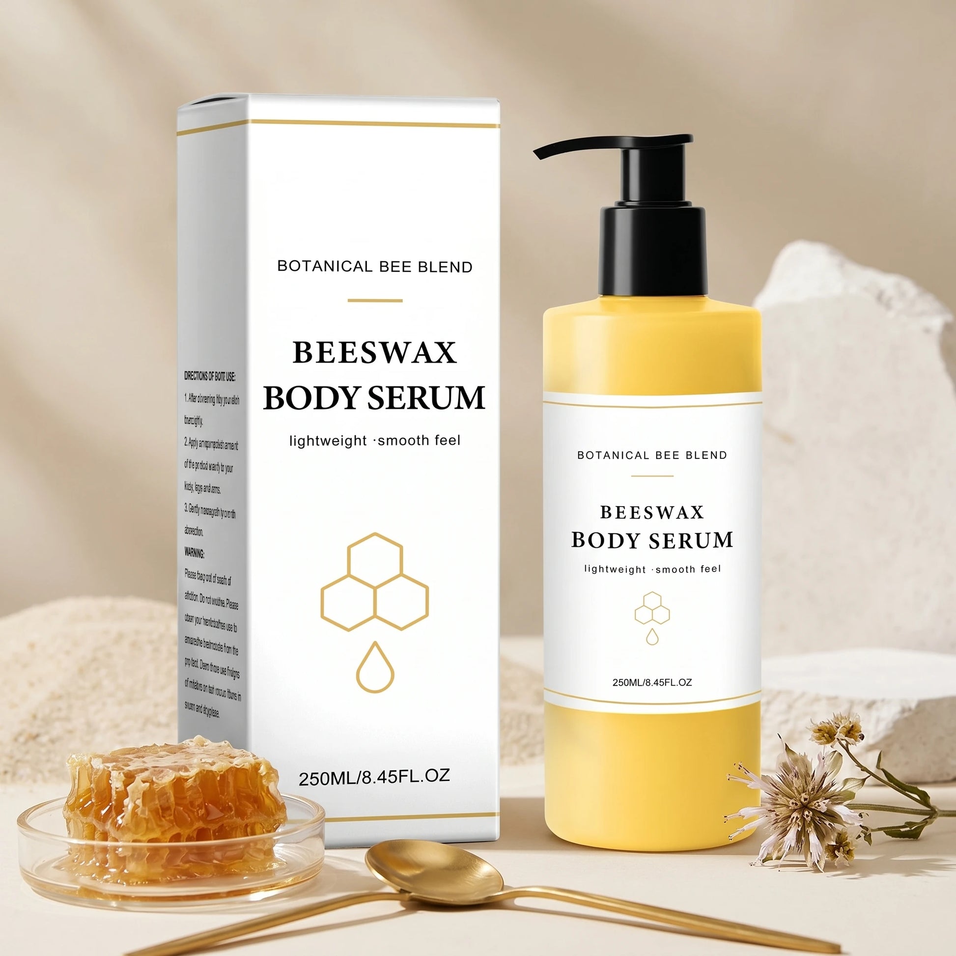 Beeswax Body Serum 250ml for Dry Skin, Nourishing Smooth Body Cream Firming Lifitng Skin Hydrating Serum Moisturizer Body Care Peaceful Pleasures Health and Wellness