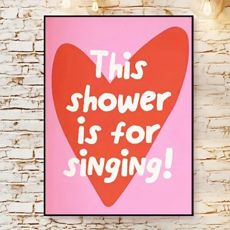 Funny "This Shower Is For Singing" Canvas Bathroom Wall Art