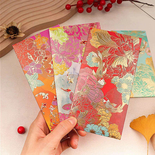Koi Lucky Red Envelopes Set of 6 | Spring Festival & Wedding Festive Gift Envelope Oasis Select