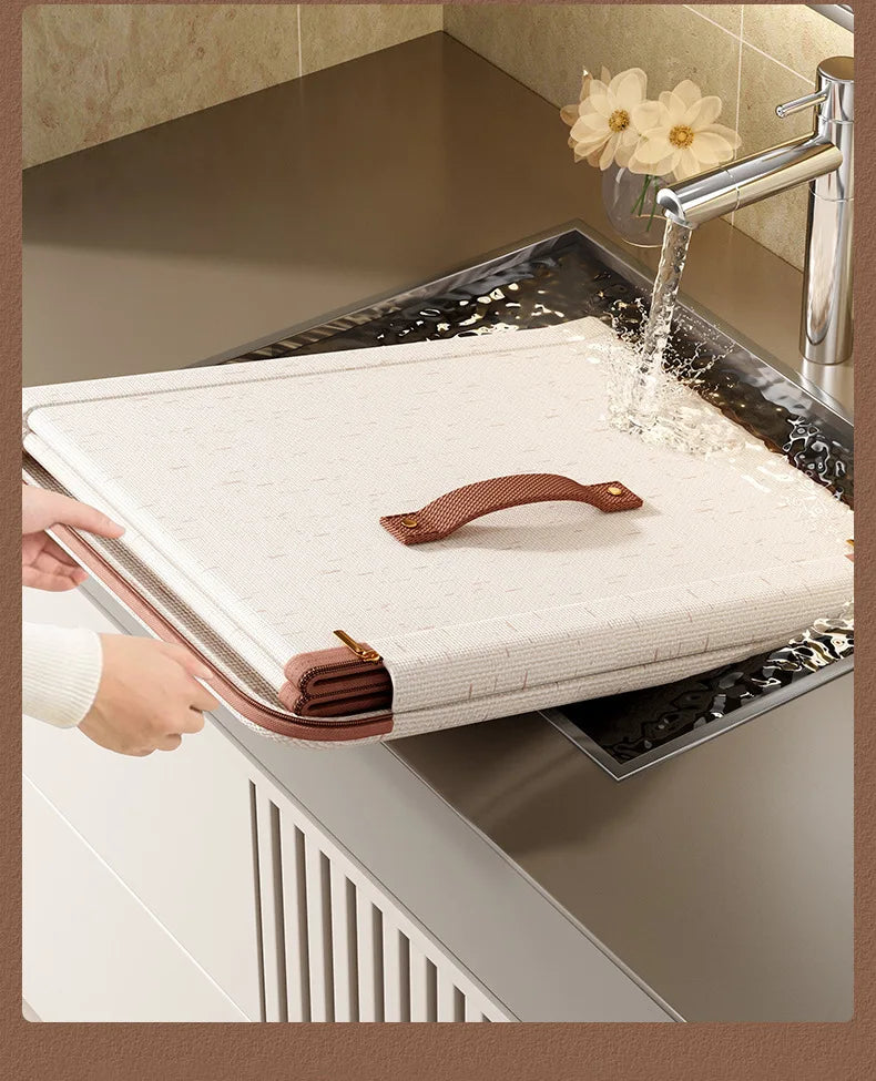 Large Hard Shell Cotton Linen Storage Box with Zippered Lid