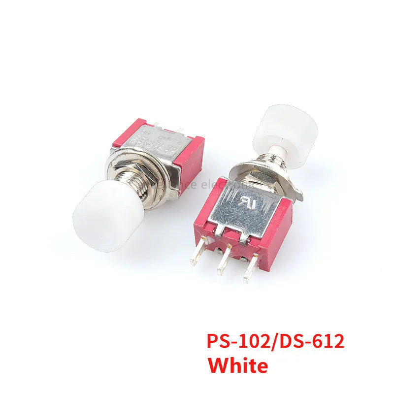 5Pcs PS-102 DS-612 3Pin 6mm Mini Momentary Automatic Return Push Button Switch ON-(ON) 2A 250VAC/5A 120VAC Toggle Switches Peaceful Pleasures Health and Wellness DS-612 White