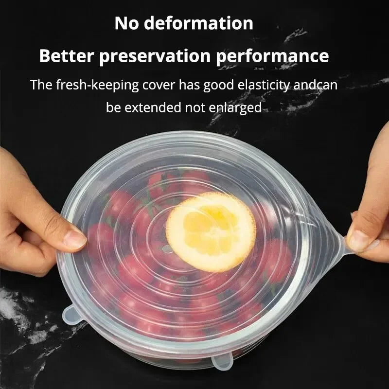 Adjustable Elastic Silicone Lid For Kitchen Accessory Food Storage Container Sealing Food Packaging Lid Accessories. Home Cover Peaceful Pleasures Health and Wellness