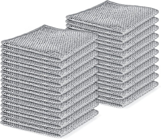 Non-Scratch Steel Wool Dishcloth - Multi-Use Kitchen Scrubbers, Durable Cleaning Pads for Wet & Dry Use White Peaceful Pleasures Health and Wellness