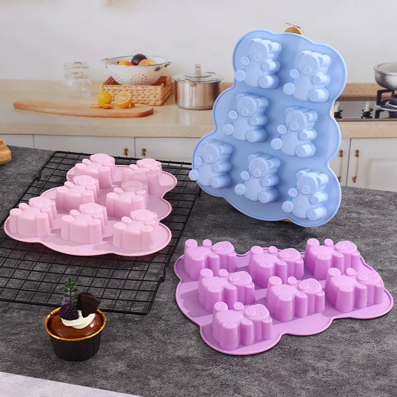 3D Lovely Bear Cake Mold Animal Cookie Silicone Mould For Chocolate Candy Kitchen Fondant Supplies Cupcake Topper Decorating Peaceful Pleasures Health and Wellness