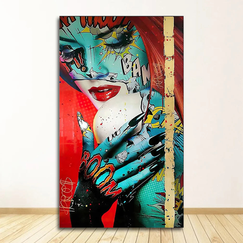 Room Canvas Painting Wall Art Picture Home Posters Graffiti Women Portrait Oil Poster And Prints Decor For Living Peaceful Pleasures Health and Wellness 0612XX16 20x30cm Unframed
