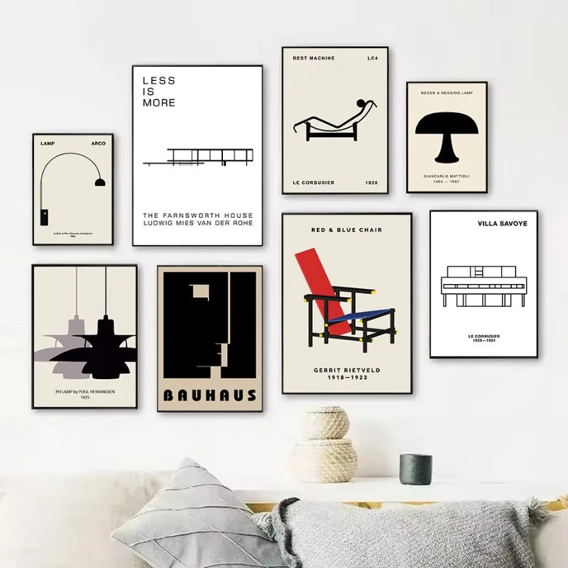 Classic Farnsworth House Bauhaus Design Abstract Architecture Poster Canvas Painting Wall Art Pictures Home Interior Decor Peaceful Pleasures Health and Wellness