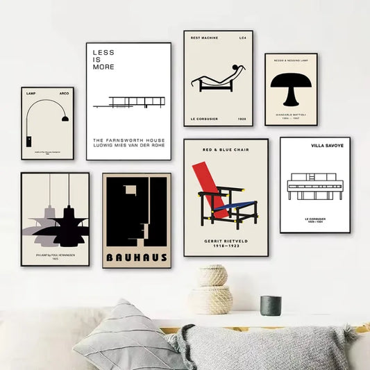 Classic Farnsworth House Bauhaus Design Abstract Architecture Poster Canvas Painting Wall Art Pictures Home Interior Decor Peaceful Pleasures Health and Wellness