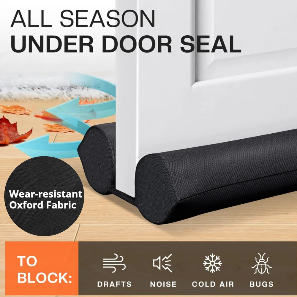 Seal Strip Stoppers for Bottom of Door Quick Install Adjustable Wear-resistant Oxford Fabric Thick Foam Anti-Cold Gap Blocker Peaceful Pleasures Health and Wellness