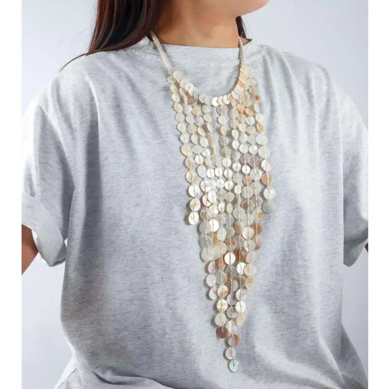 Handmade Shell Tassel Necklace – Beaded Multi-Layer Beach Style