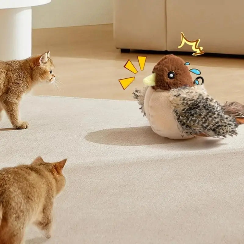 Plush Sparrow Cat Toy with Realistic Bird Calls & Vibration