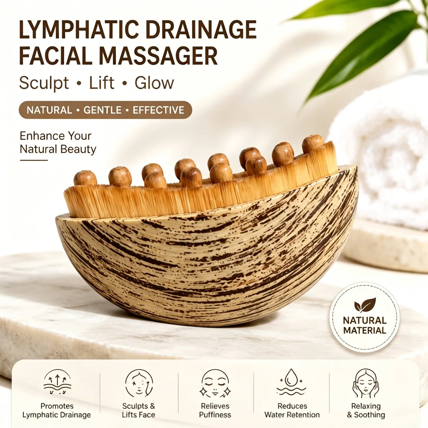 Lymphatic Contour Face Brush Portable Gua Sha Massager For Face & Chin Sculpting Lymphatic Drainage Tool With Ergonomic Design Peaceful Pleasures Health and Wellness