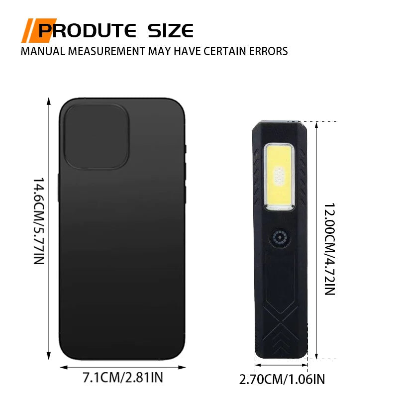 Mini COB LED Flashlight 600LM Rechargeable USB-C | Pen Clip